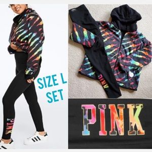 VS Pink Reversible Sherpa Full Zip & Yoga Leggings